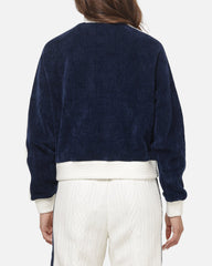 Adidas Women's Velour Knit Track Top Navy/Off White