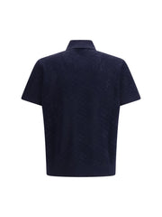 Burberry Check Wool Openwork Polo — Blue