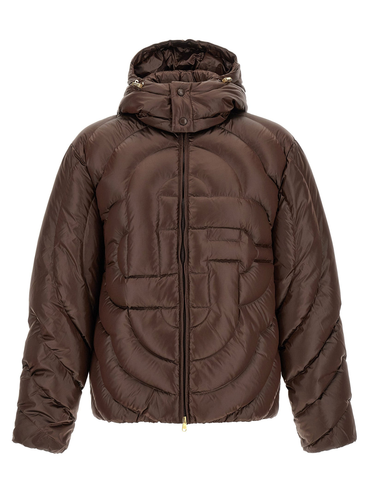 Casablanca Diamond Monogram Quilted Down Jacket — Brown