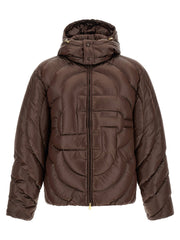 Casablanca Diamond Monogram Quilted Down Jacket — Brown