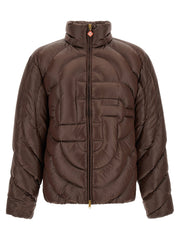 Casablanca Diamond Monogram Quilted Down Jacket — Brown
