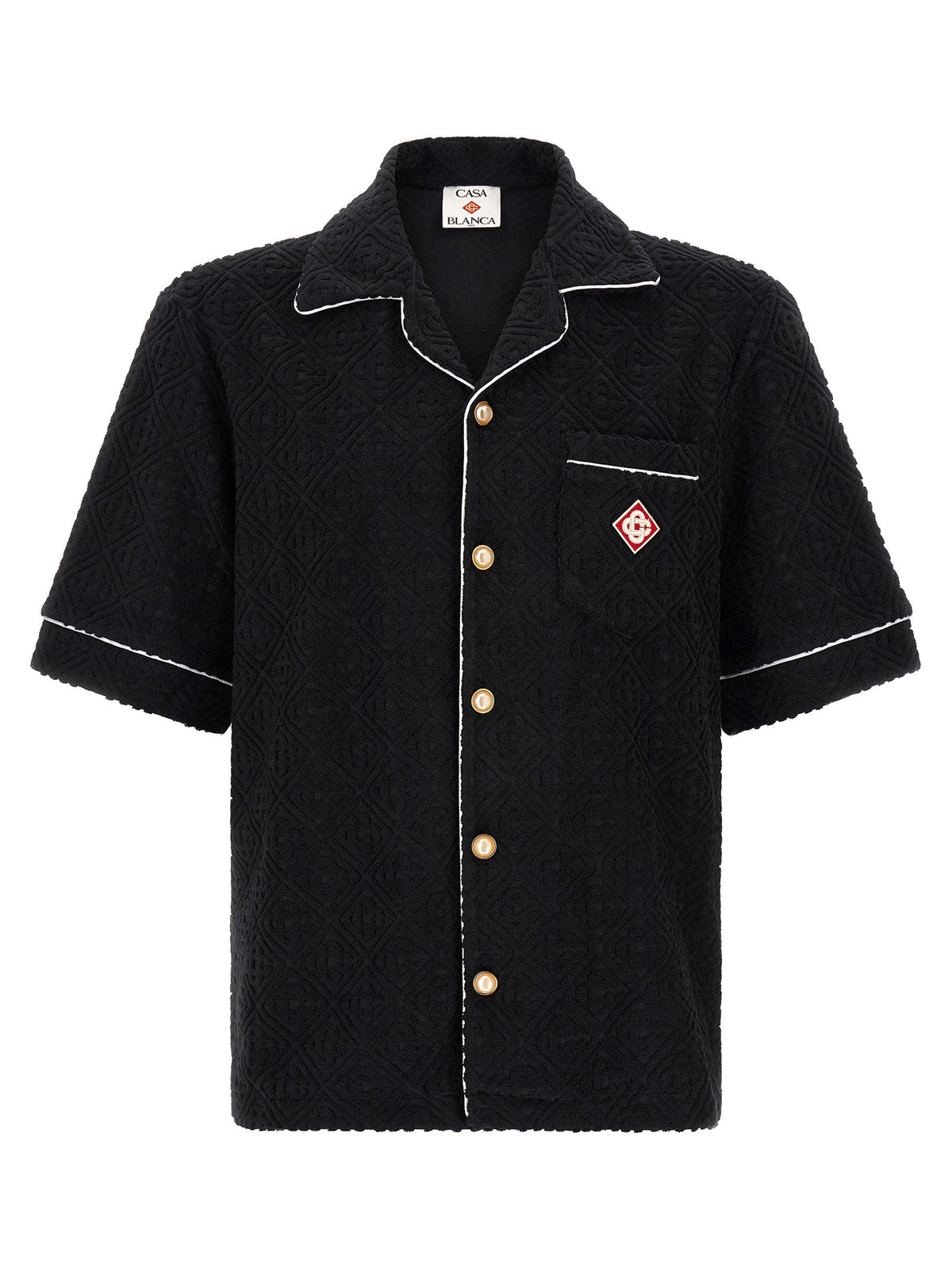 Casablanca Cotton Terrycloth Monogram Shirt — Black
