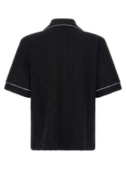 Casablanca Cotton Terrycloth Monogram Shirt — Black