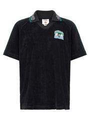 Casablanca Towelling Cotton Polo Shirt — Black