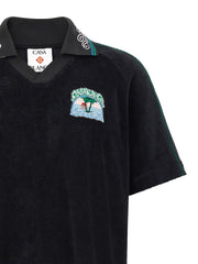 Casablanca Towelling Cotton Polo Shirt — Black