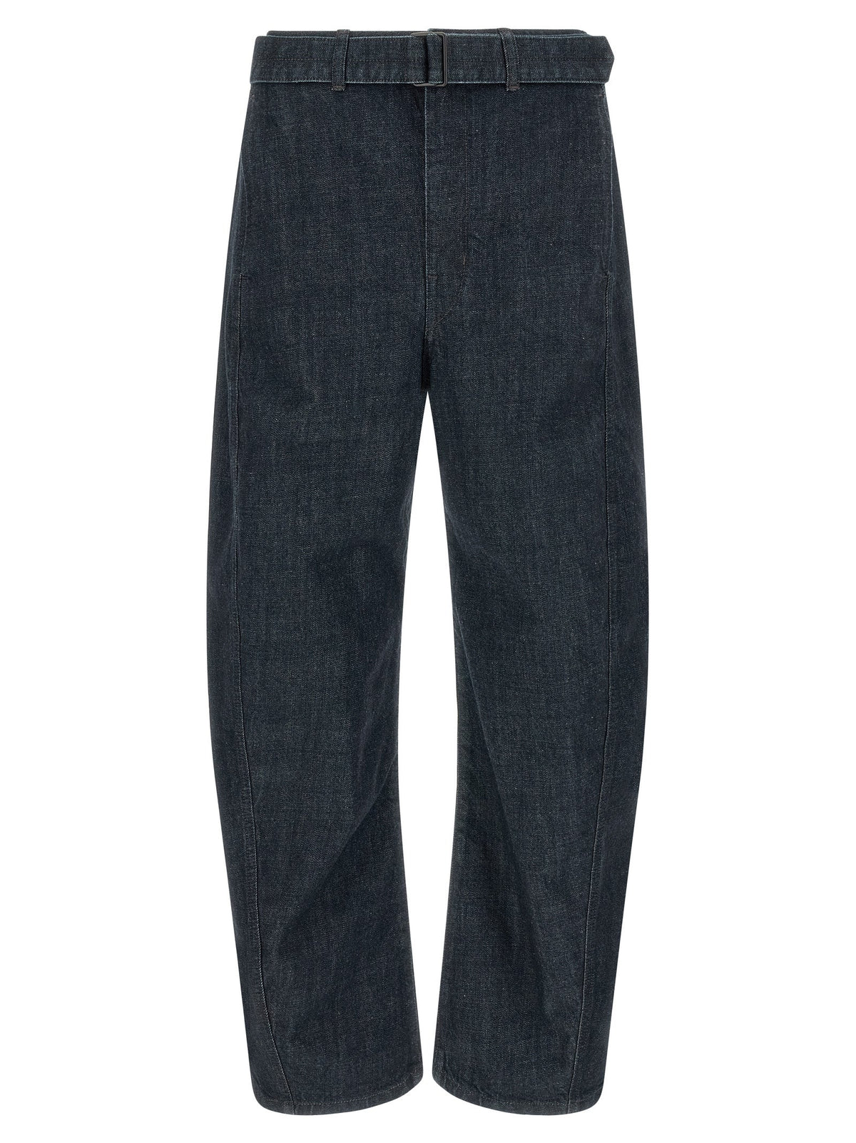 Lemaire Twisted Belted Cotton Denim Jeans — Blue