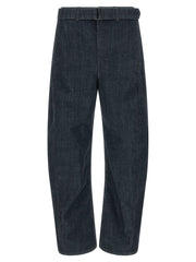 Lemaire Twisted Belted Cotton Denim Jeans — Blue