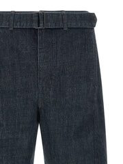 Lemaire Twisted Belted Cotton Denim Jeans — Blue