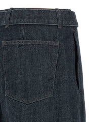Lemaire Twisted Belted Cotton Denim Jeans — Blue