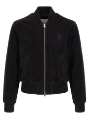AMI Paris Goatskin Suede Bomber Jacket — Black