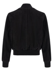 AMI Paris Goatskin Suede Bomber Jacket — Black