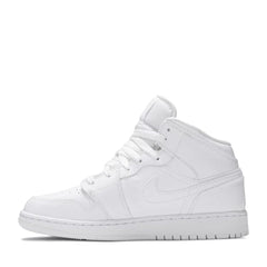 NIKE AIR JORDAN1 MID GS TRIPLE WHITE (NEW) (NEW)