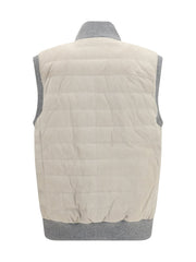 Brunello Cucinelli Padded Quilted Vest — White