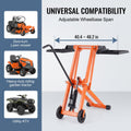 Hydraulic Lawn Mower Lift, 500 LBS Load Capacity, Solid Carbon Steel Construction, Adjustable Universal Lawn Lifter, Compatible with Riding Tractors, Zero-Turn Mowers & Utility ATVs, Orange
