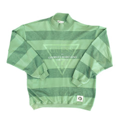 Guess Jeans Inspired 90s Bootleg Striped Crew Sweatshirt Glow-In-Dark NEW