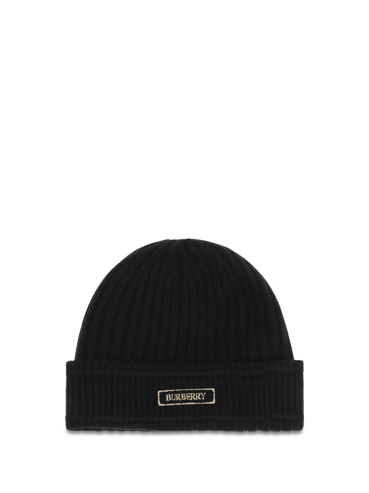 Burberry 8103340 Ribbed Merino Wool Beanie — Black