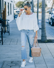 Breigh Billowed Knit Babydoll Top - Off White