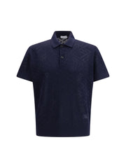 Burberry Check Wool Openwork Polo — Blue