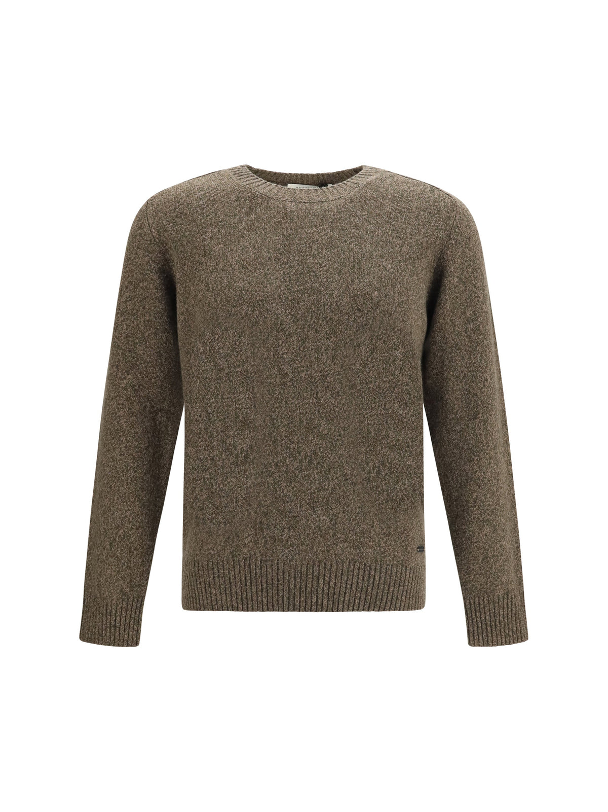 Brooksfield Double-Yarn Fleece Wool Sweater — Brown