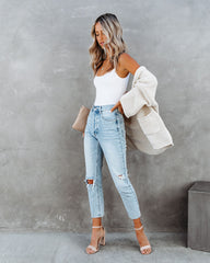 Divine Knit Cami Bodysuit - White - SALE