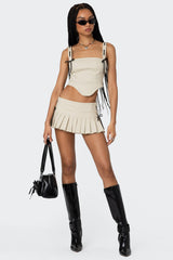 Margaret Pleated Ribbon Mini Skort