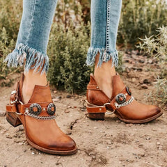 Cyberpunk-Style Buckle Ankle Boots
