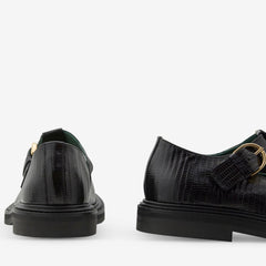 Women's Vinnee T-Strap Derby Black Lizard Pattern