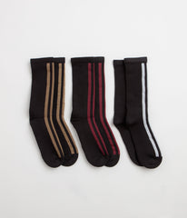 Adidas Frontside Socks (3 Pack) - Black / White / Black / Shadow Red