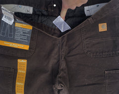 Carhartt Double Front Quilt Lined Sandstone Waist Overall Zip Pants NEW