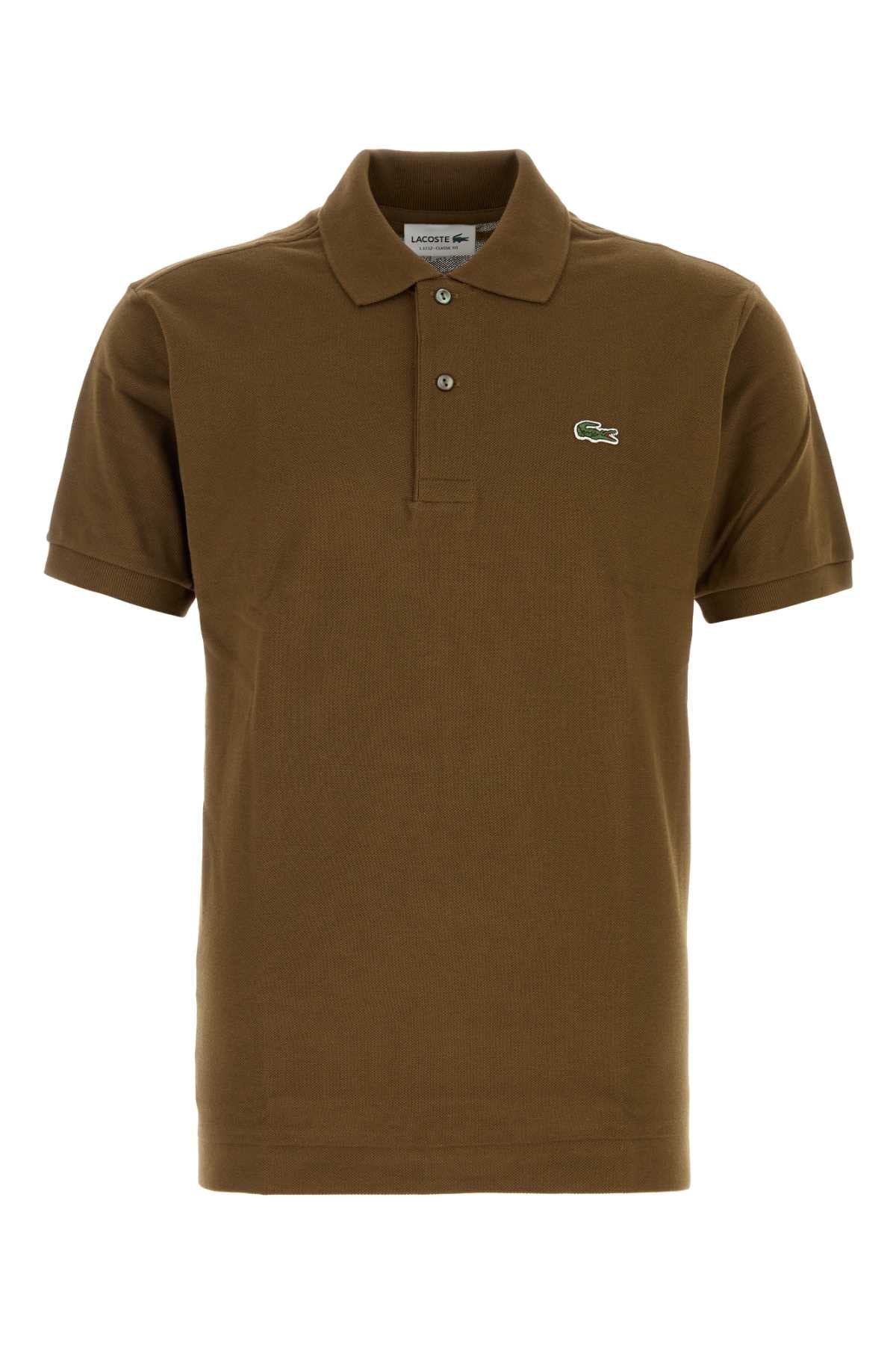 Lacoste Piquet Cotton Polo Shirt — Brown