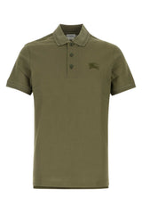 Burberry Logo-Embroidered Piquet Cotton Polo Shirt — Olive