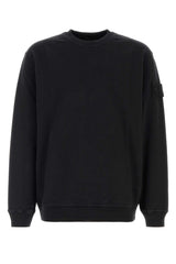 Stone Island Cotton-Blend Crew Sweatshirt — Black