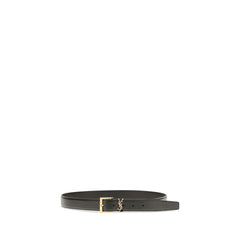 Saint Laurent YSL Logo Leather Belt — Black