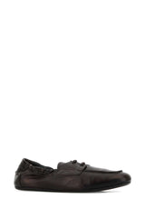 Prada Leather Moccasin Loafer — Brown