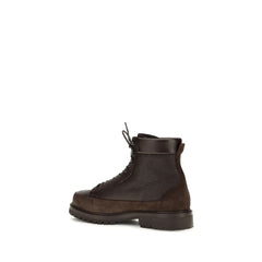 Brunello Cucinelli Deer Leather and Suede Lace-Up Boot — Brown