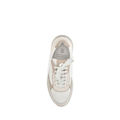 Brunello Cucinelli Calf Leather Sneaker — Beige