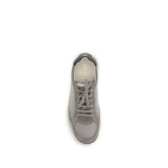 Brunello Cucinelli Mixed Material Low-Top Sneakers — Gray