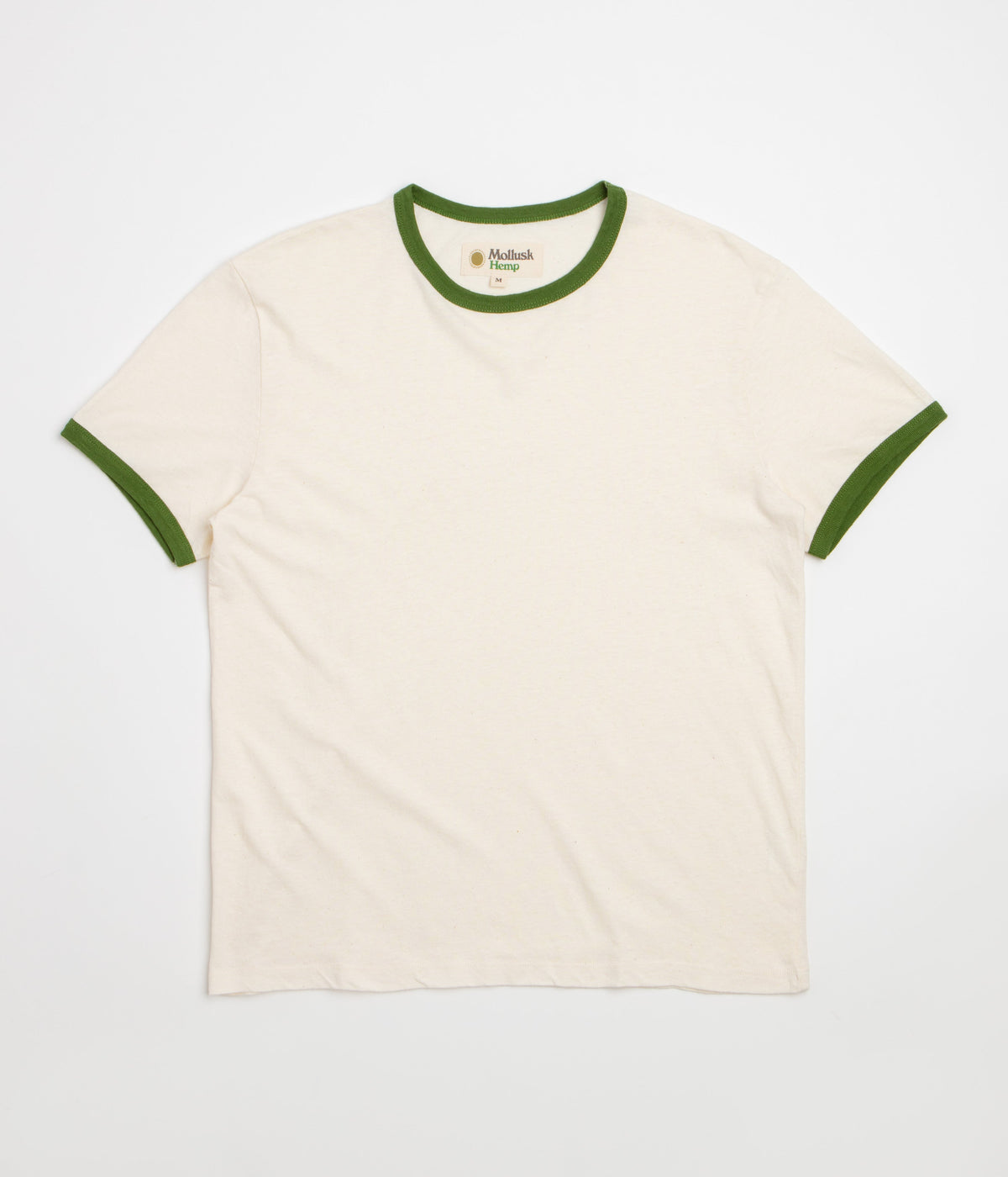 Mollusk Hemp Ringer T-Shirt - Natural / Rover Green