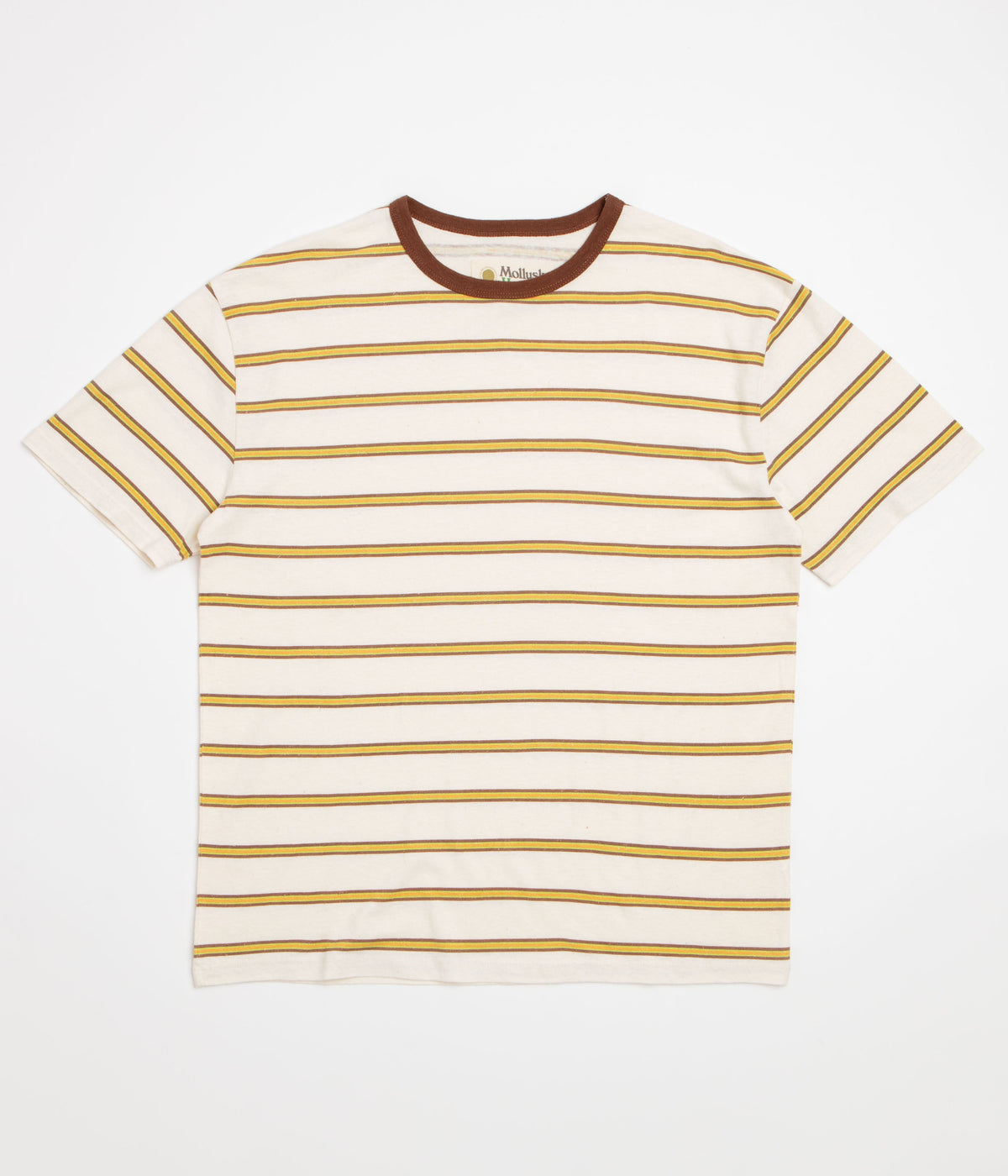 Mollusk Hemp T-Shirt - Brown / Gold Stripe