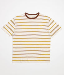 Mollusk Hemp T-Shirt - Brown / Gold Stripe
