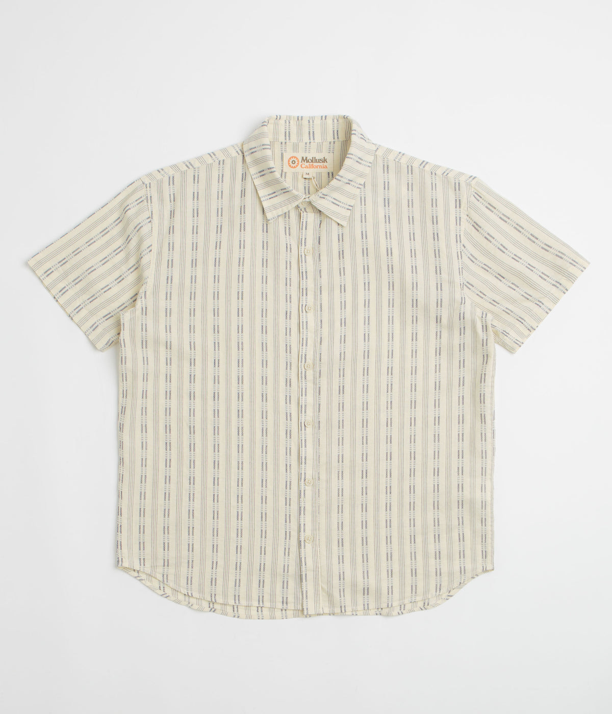Mollusk Summer Short Sleeve Shirt - Natural / Navy Dobby