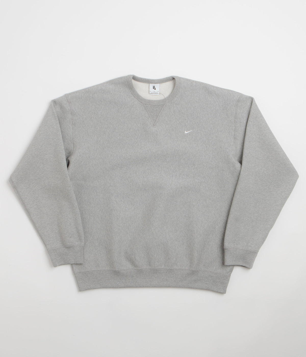 Nike Solo Swoosh Crewneck Sweatshirt - Dark Grey Heather / White / White