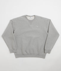 Nike Solo Swoosh Crewneck Sweatshirt - Dark Grey Heather / White / White