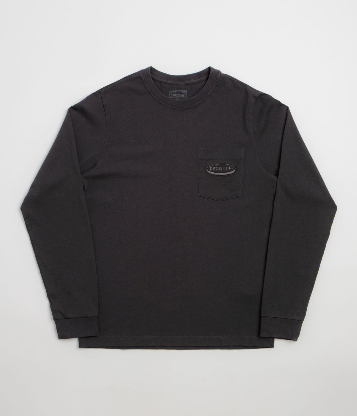 Patagonia 95 Oval Logo Pocket Long Sleeve T-Shirt - Ink Black