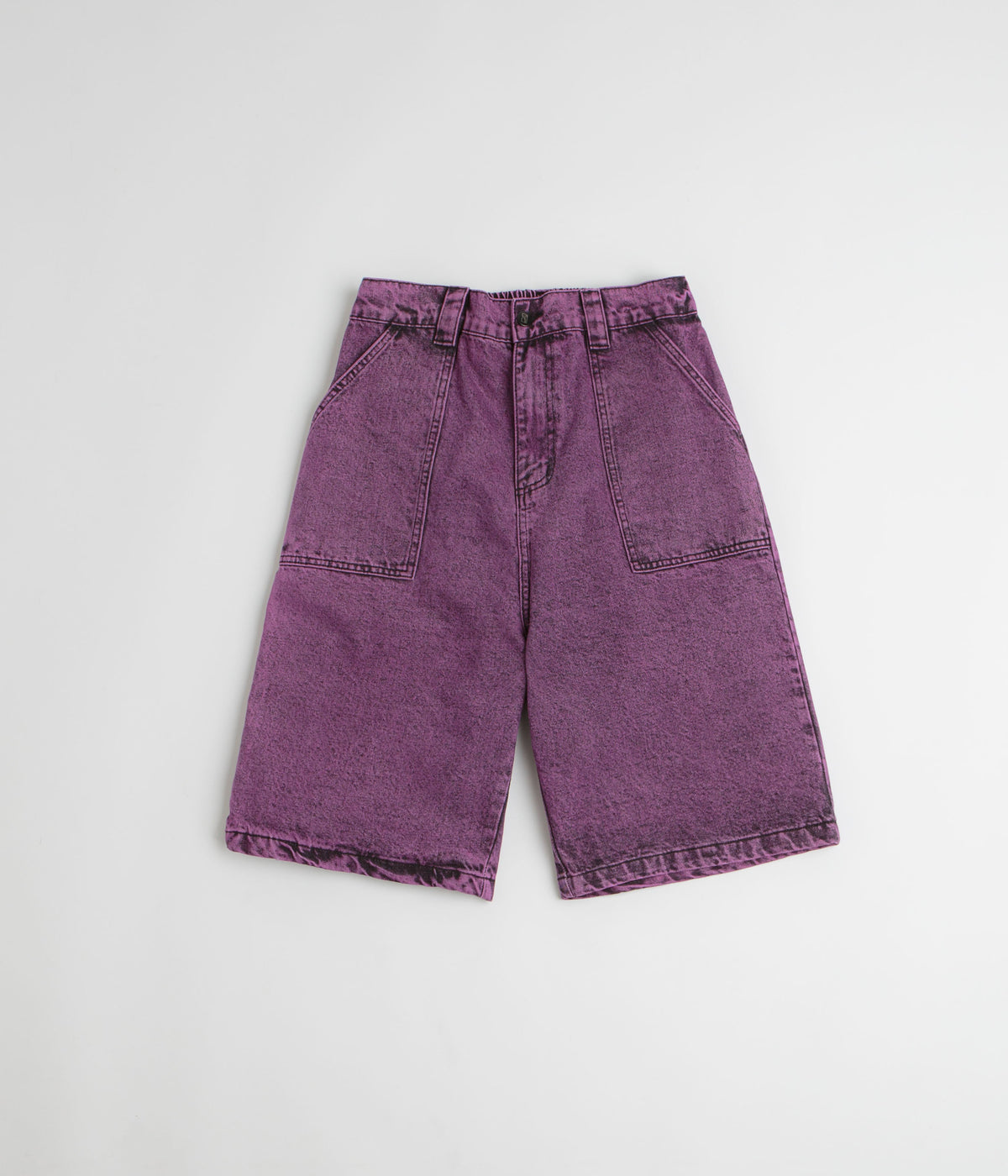Poetic Collective x flatspot Painter Shorts - Purple Acid Wash Denim
