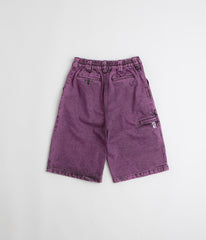 Poetic Collective x flatspot Painter Shorts - Purple Acid Wash Denim